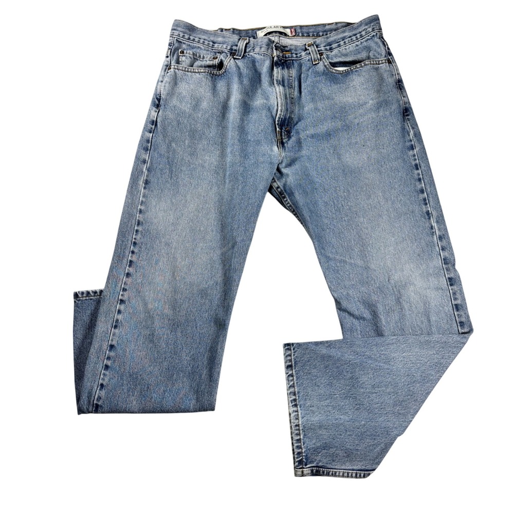 Y2K Levi's 505 Regular Fit Men's Blank Tab 38x30 Medium Wash Straight Leg Denim